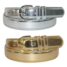 CTM Women's 28.5 mm Wide Leather Metallic Dress Belt (Pack of 2 colours)