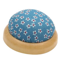 Pincushion with Floral Pattern Wooden Base 5 pcs