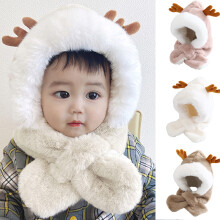 Kids Winter Hat with Antler Decoration and Scarf