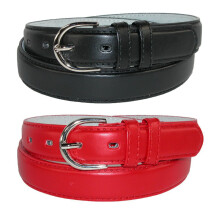 CTM Women's Leather Dress Belt 2 colour Pack 28.5 mm Silver Buckle