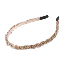 Beaded Hair Hoop Gold Tone 0.43 Inch Wide 1 Pc