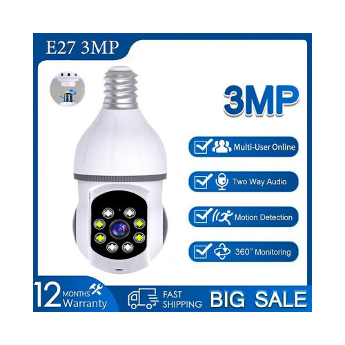 Outdoor E27 3mp Surveillance Camera Ip Wifi Camera Waterproof External Security Protection 2