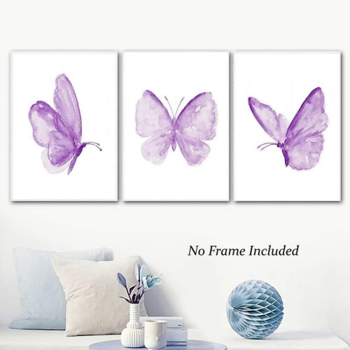Ensemble de 3 affiches murales papillon - Papillon violet 1