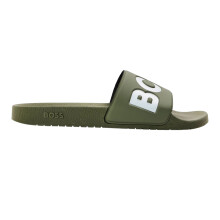 (10 UK, Camo Green) Boss Mens Aryeh Flat Sliders