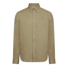 (S, Cream) Timberland Mens Lovell Lake Cotton Long-Sleeved Shirt