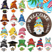 Wooden Gnome Decor with Magnets and Detachable Hats