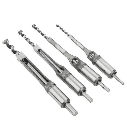 Square Hole Drill Bit, 4pcs Woodworking Mortiser Square Drill Bits, Spiral Drill Bits Kits Mortise P 1