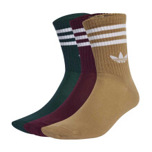 (S, Maroon/Ivy) Adidas Childrens/Kids 3 Stripes Crew Socks (Pack of 3)