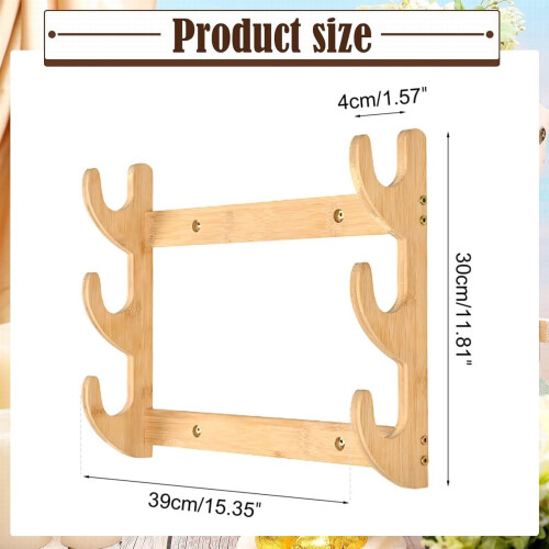 Wooden Wall-Mount Bow Rack for Recurve Compound Longbow 2