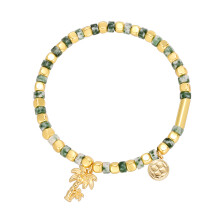 Natural Stone Beaded Stretch Bracelet for Women Gold Plated