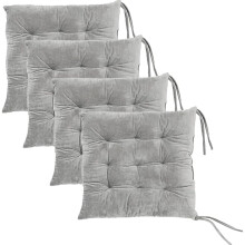 Square Chair Cushions with Ties 15.7 inch Silver Gray 4 Pack