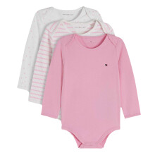 (3 Months, Pink/White) Tommy Hilfiger Baby Girls Bodysuit (Pack of 3)