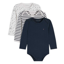 (3 Months, Night Navy/White) Tommy Hilfiger Baby Girls Bodysuit (Pack of 3)
