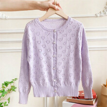 Girls Knit Cardigan Solid Color Long Sleeve Lace Heart