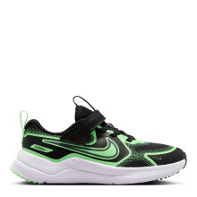 (12 UK Child, Black/Green) Nike Childrens/Kids Cosmic Hook and Loop Trainers