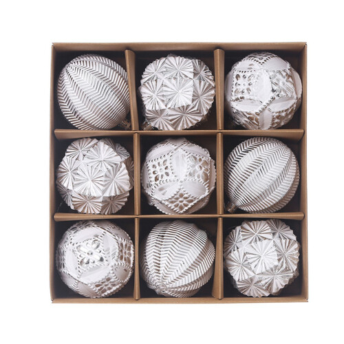 Christmas Tree Baubles Silver 9 pcs