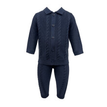 (3-6 Months, Navy Blazer) Pretty Green Baby Boys Cable Knit Long Pyjama Set