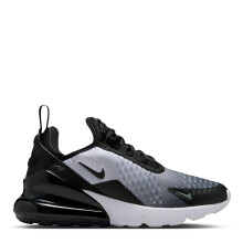 (4 UK, Black/White/Grey) Nike Childrens/Kids Air Max 270 React Swoosh Trainers