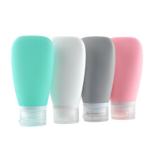 Ensemble de 4 flacons de voyage rechargeables et étanches en silicone souple avec pochette vide