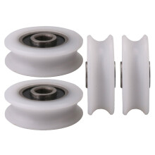 4 poulies blanches à gorge en U en nylon de 4 mm de diamètre intérieur pour porte coulissante