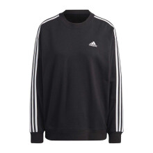 (16 UK - 18 UK, Black/White) Adidas Womens/Ladies Studio Lounge 3 Stripes Loose Fit Sweatshirt