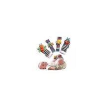 4pcs Soft Baby Wrist Rattle Foot Finder Socks Set Cotton And Plush Stuffed Infant Toys