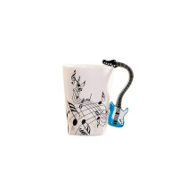 Creatieve muziekmok van 250 ml (8,5 oz) in vioolstijl, keramische mok voor koffie, thee of melk, met