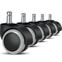 Set van 5 bureaustoelwielen 11 mm / 22 mm, vervangende wielen voor harde vloeren, geschikt voor gamingstoelen,