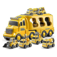 5-in-1 Baustellenfahrzeug-Spielzeug, Reibungsantrieb, Autospielzeug für Kleinkinder von 1-3 Jahren,