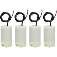 Set di 4 mini pompe sommergibili per acqua, 3V-5V, portata 1,2-1,6 l/min, prevalenza 0,3-0,8 metri,