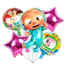Lot de 5 ballons de fête à motifs double face, décoration d'anniversaire, en film aluminium, motif pastèque,