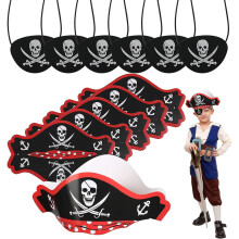 Ensemble de 6 chapeaux de pirate et bandeau pour enfants - Chapeau de pirate classique en carton avec