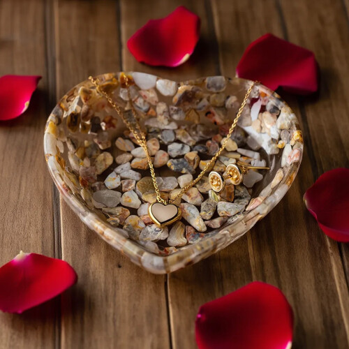 Heart Bowl Jewelry Storage Decor Khaki 2