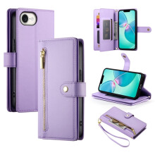 Purple Leather Wallet Case for iPhone 16e 6.1 inch