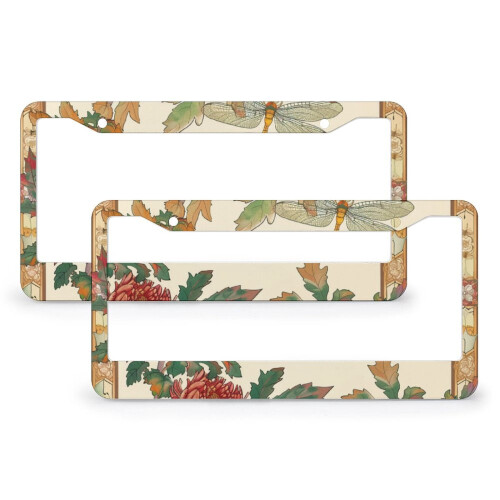Dragonfly License Plate Cover Set Metal Frame 2 pcs