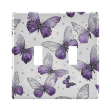 Light Switch Cover Plate Lavender Butterfly Pattern 2-Gang