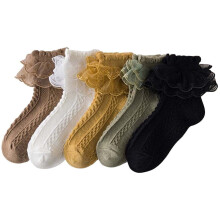Girls Ruffle Socks Cotton Turn Cuff 5 Pack