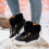 Willtoo Women's Winter Snow Boots Black Fleece-Lined Short 1