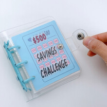 Money Saving Envelope Binder 3-Hole Iron Clip PVC Organizer