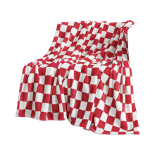 Red checkered flannel blanket black white squares 39.37 x