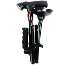 Compact Folding Walking Stick LED Light Rubber Base