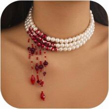 Blood Pearl Necklace for Women Vampire Costume Choker
