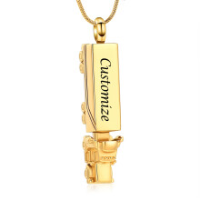 Urn Necklace Stainless Steel 18 Wheeler Cremation Pendant