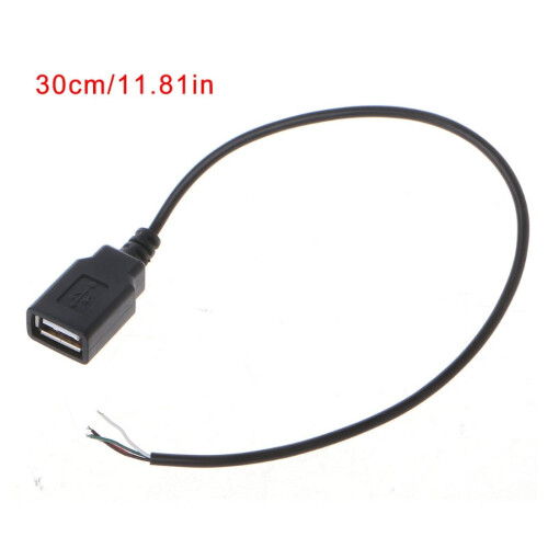 USB 2.0 Type A female jack pigtail cable 4-wire