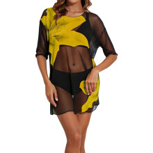 Women's Summer Bathing Suit Cover-Up Short Sleeve Sundress