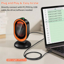 X30 1D QR 2D Barcode Scanner, Automatic Desktop Bar Code Scanner Reader for Computers, PC, Laptop & Universal POS System