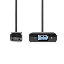 Displayport Adapter | DisplayPort Stecker | VGA Buchse 15p | 1080p | Vernickelt | 0,20 m | Rund | Schwarz | Box