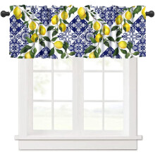 Blue Tile Lemon Window Valance 54x18 inch