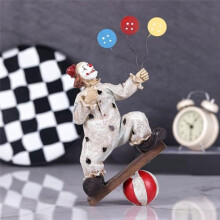 Creatives Clown Circus Statues, Clown Ornaments Home Decor Resin Sculpture, Handmade Crafts Collectible Art Figures-C