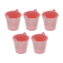 Galvanized Metal Ice Bucket with Handle Pink 5 Pcs